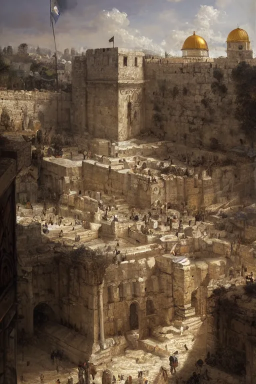 Prompt: templarios tomando jerusalem, 8 k, trending on artstation, smooth, sharp focus artwork by gustave courbet, mark keathley, greg rutkowski and annie leibowitz