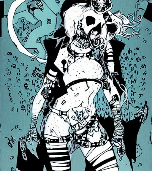 Prompt: portrait of Dc vertigo Death as a cutie goth girl by, Mike Mignola, chris bachalo, shaded ink illustration