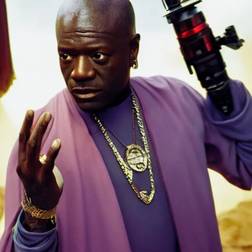 Image similar to gucci mane as mace windu in star wars episode 3, 8k resolution, full HD, cinematic lighting, award winning, anatomically correct