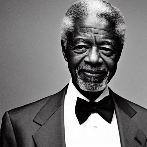 Prompt: black and white photo, portrait of kofi annan by richard avedon, realistic, Leica, medium format, cinematic lighting, parallax, high resolution,