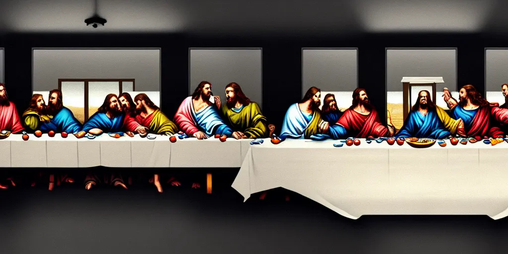 Image similar to christopher nolan last supper, digital painting, trending on artstation, sharp focus, 4 k