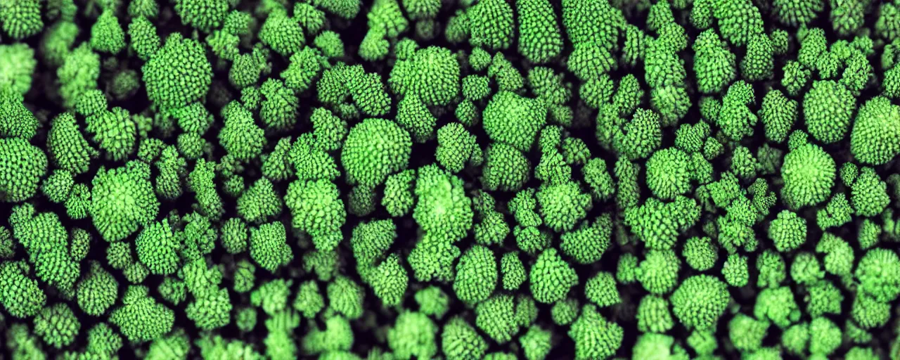 Image similar to city made of romanesco broccoli, close up, depth of field, photorealistic