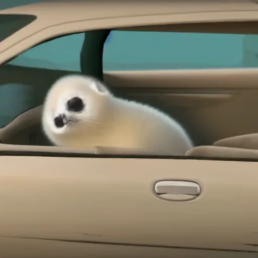 Image similar to baby harp seal driving a stolen car, GTA 6 leak