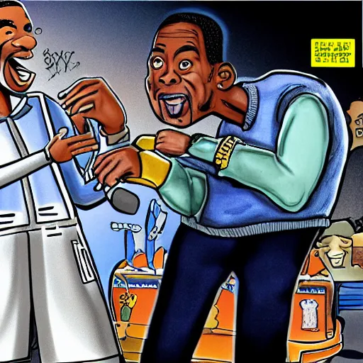 Prompt: will smith smacking chris rock with a giant white glove, cartoon