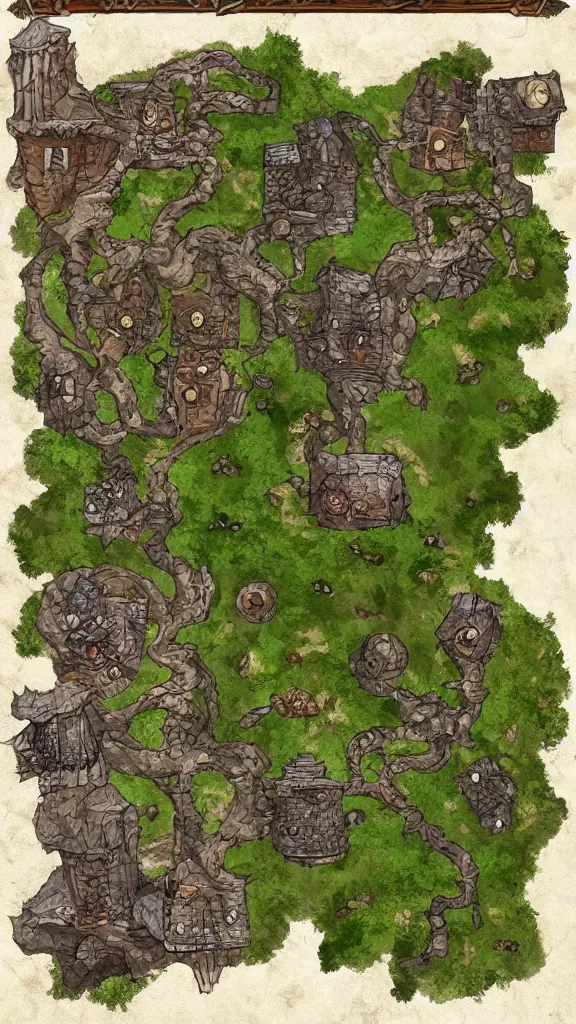 Image similar to dnd roll20 fantasy fortress battle map, rpg, tabletop role playing game, d&d, trending on artstation