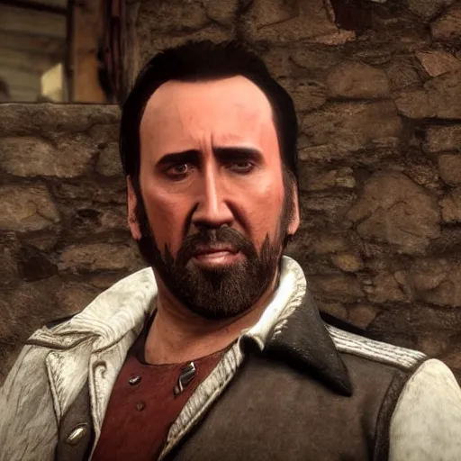 Prompt: nicolas cage in red dead redemption 2