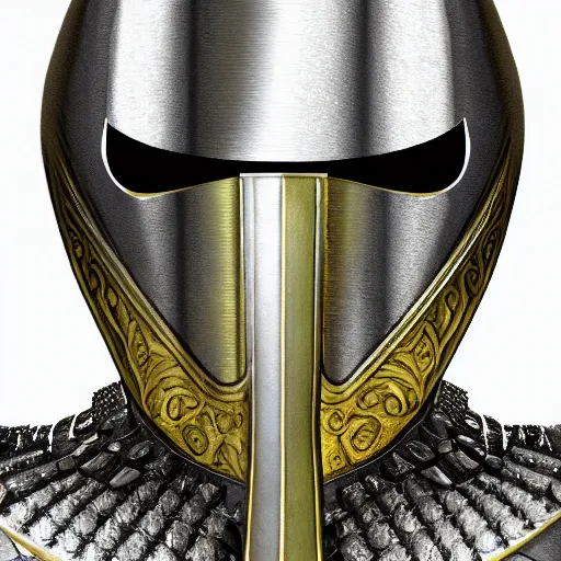 Image similar to knight with armor made of diamond and gold, realistic, clean, detailed