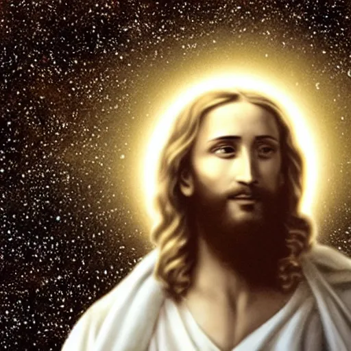 Prompt: Picture of Completely Random Photo of Jesus with the stars