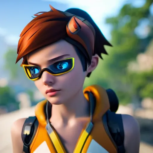 Prompt: realistic still of tracer, amazing details 8 k beautiful, ultra realistic, sharp focus, cinematic lightening