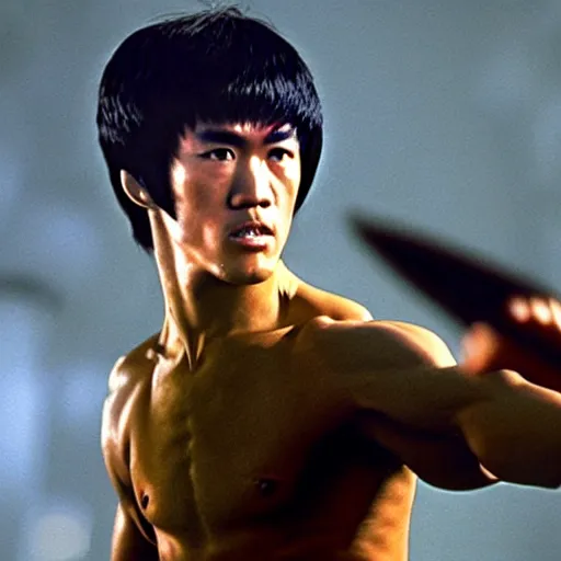 Image similar to bruce lee as anakin skywalker in star wars episode 3, 8k resolution, full HD, cinematic lighting, award winning, anatomically correct