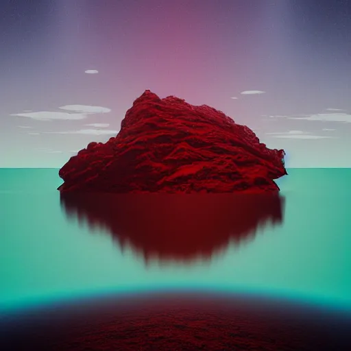 Image similar to chromostereopsis landscape by beeple