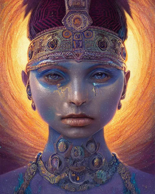 Image similar to digital painting of hanan pacha, the incan world above us where the sun and moon live, by filipe pagliuso and justin gerard, symmetric, fantasy, realistic, highly detailed, realistic, intricate, sharp focus, tarot card, portrait