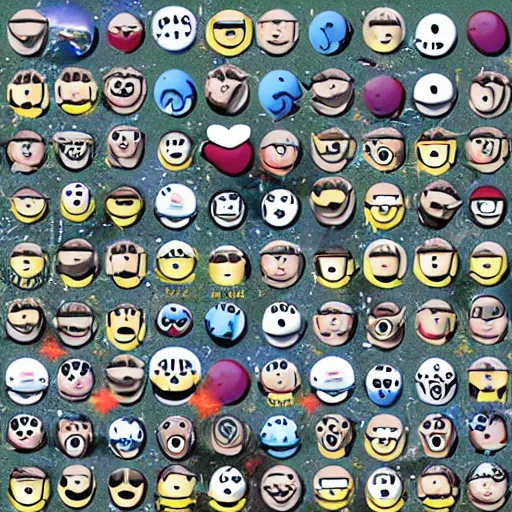 Image similar to an army of emojis invading earth, post apocalyptic, realistic