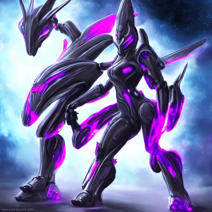 Image similar to cinematic shot, bust, cosmic sized perfectly proportioned stunning beautiful hot female warframe, anthropomorphic robot mecha female dragon, silver, fuschia leds, floating in empty space, nebula sized, holding a galaxy, epic proportions, epic size, epic scale, furry art, dragon art, giantess art, warframe fanart, furaffinity, deviantart