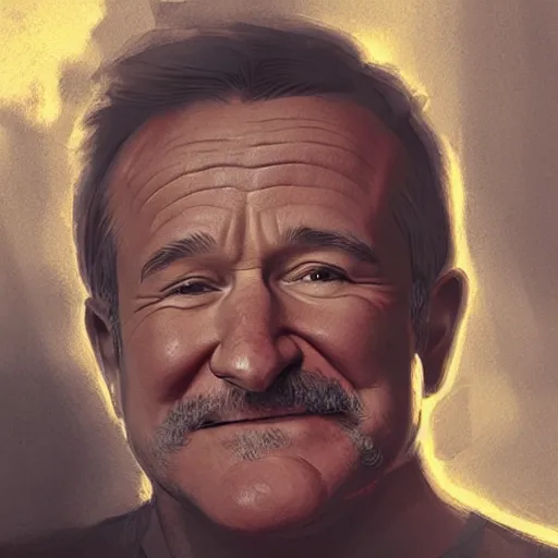 Prompt: pencil illustration of Robin Williams trending on art station Greg rutkowski cinematic