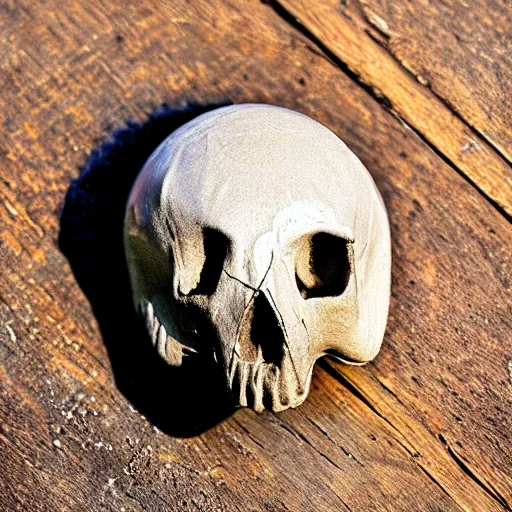 Prompt: a cannonball that looks like a skull