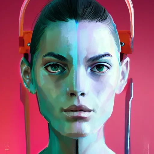 Image similar to concept art of scifi scientist by jama jurabaev, brush stroke, trending on artstation, upper half portrait, symmetry, headpiecehigh quality, extremely detailed