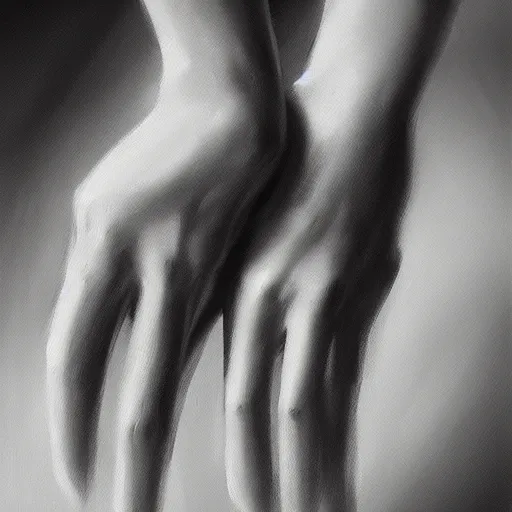 Image similar to human touch concept art oil painting, black and white, by jama jurabaev, minimally detailed, brush hard, artstation