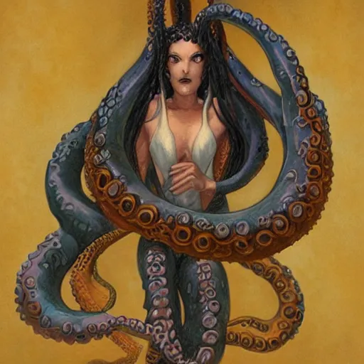 Image similar to portrait of a tentacle mage, by Gerald Brom