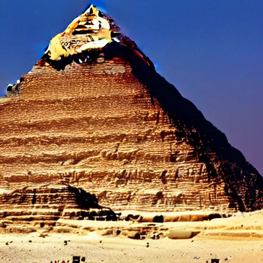 Prompt: alien spaceship rising out of egyptian pyramid