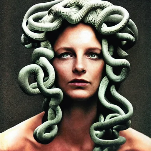 Image similar to medusa portrait by annie leibovitz