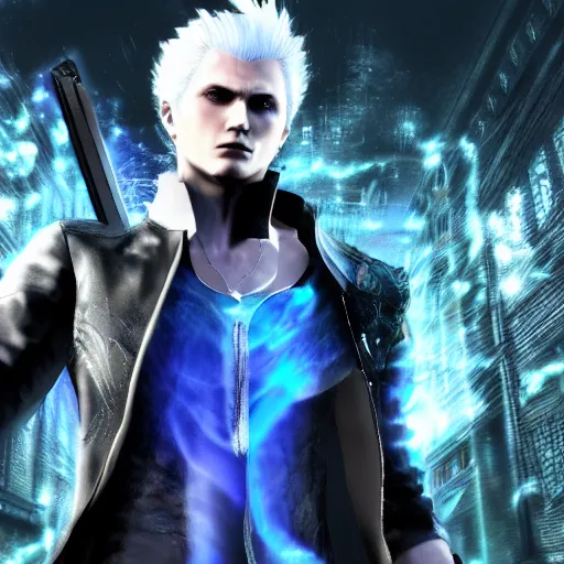 Image similar to vergil from dmc 5 digital art