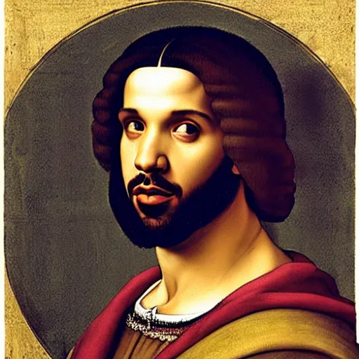 Prompt: a portrait of drake by leonardo da vinci