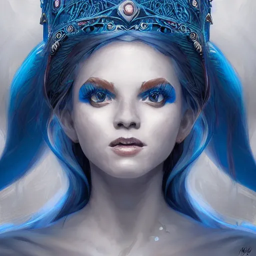 Prompt: a portrait of smurfette as a sorceress, urban motifs, intricate, elegant, highly detailed, digital painting, trending on artstation, concept art, smooth sharp focus, illustration, art by artgerm and greg rutkowski