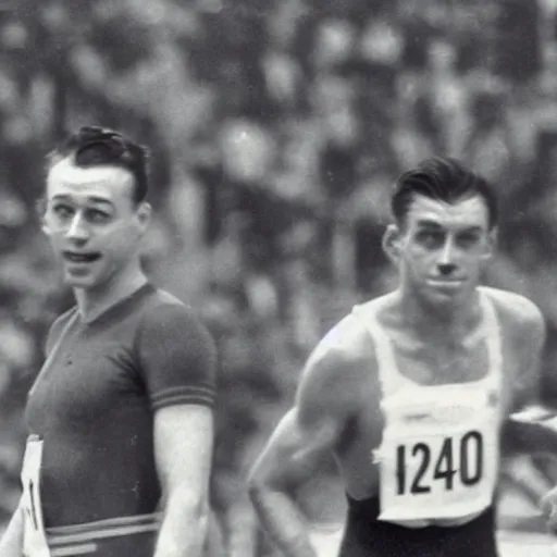 Prompt: mario and sonic at the 1 9 3 6 olympic games