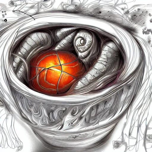 Image similar to a bowl of boiling imagination, super freaky, ultra detailed, digital painting