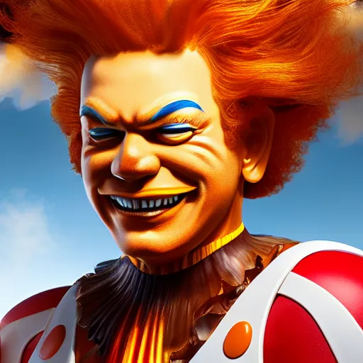 Image similar to Hyperrealistic ultradetailed digital art of Ronald McDonald and the Burger King fighting , realistic, detailed lighting, cinematic, trending on artstation and 500px and behance