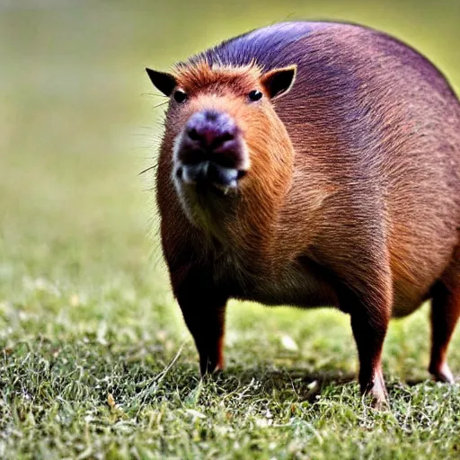 Image similar to a hybrid between a capybara and a llama