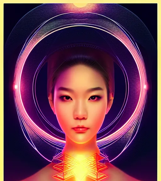 Image similar to symmetry!! asian princess of technology, solid cube of light, hard edges, product render retro - futuristic poster scifi, lasers and neon circuits, beautiful asian princess, intricate, elegant, highly detailed, digital painting, artstation, concept art, smooth, sharp focus, illustration, dreamlike, art by artgerm