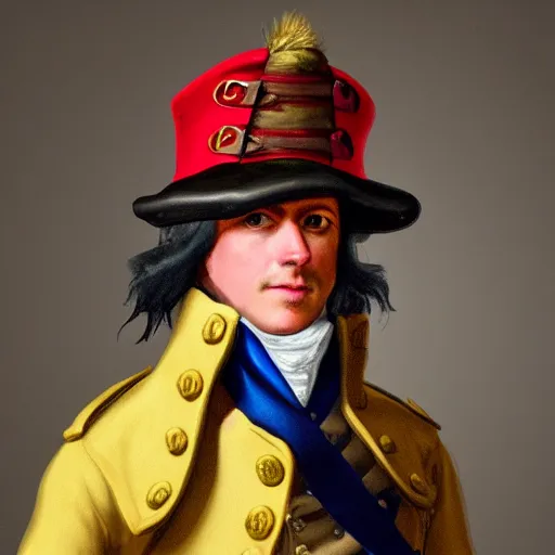 Image similar to A male 18th century British Redcoat Soldier wearing a tricorne hat, artstation, very detailed, award winning trending, historical, masterpiece, realism