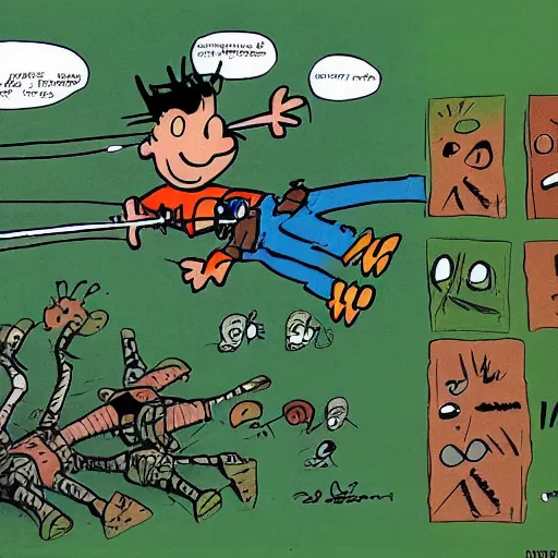 Prompt: cugo drawn by bill watterson, detailed,