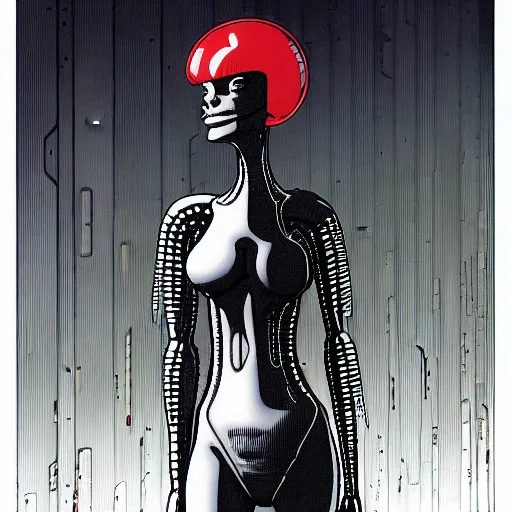 Image similar to portrait turanga leela from futurama in futuristic city, by tsutomu nihei, by h. r. giger