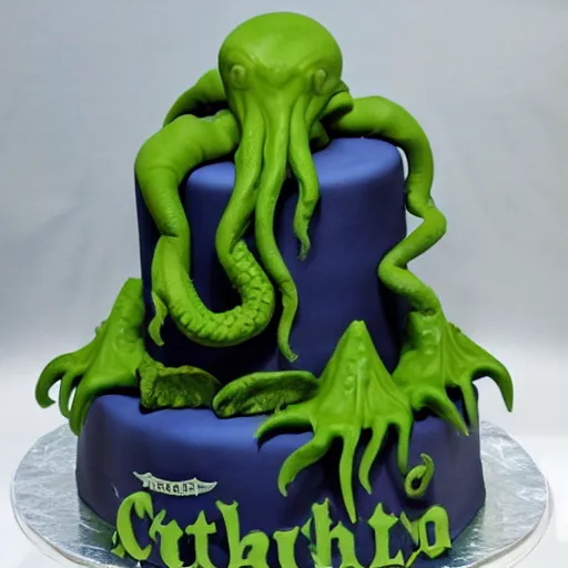 Prompt: A photo of a Cthulhu cake