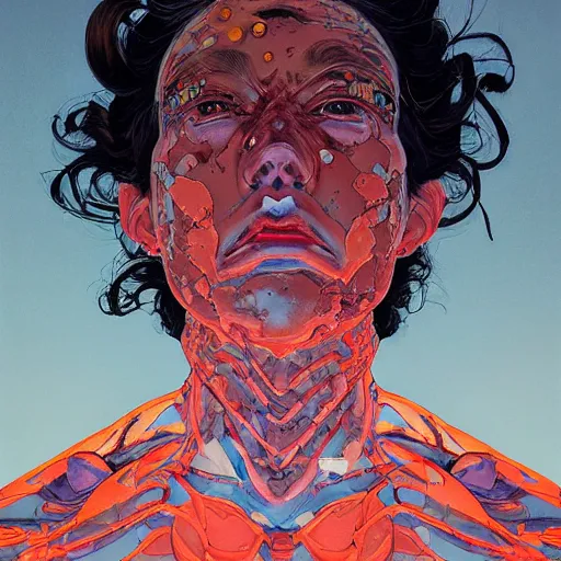 Image similar to prompt : monumental portrait soft light painted by james jean and katsuhiro otomo and erik jones, inspired by akira anime, smooth face feature, intricate oil painting, high detail illustration, sharp high detail, manga and anime 1 9 9 9