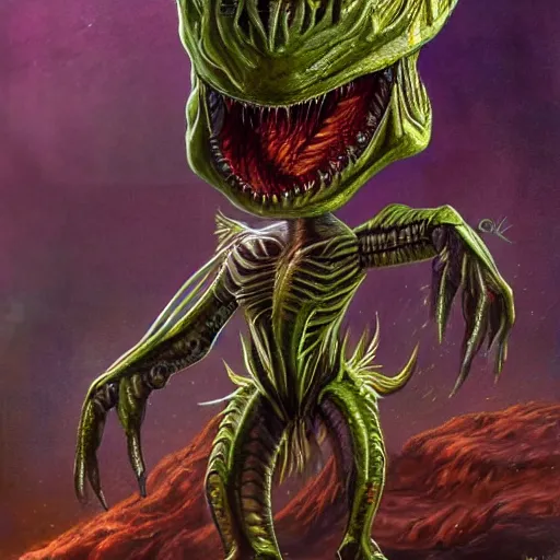 Image similar to full body studio photo of a new alien monster, creative design, realistic detailed painting, trending on deviantart