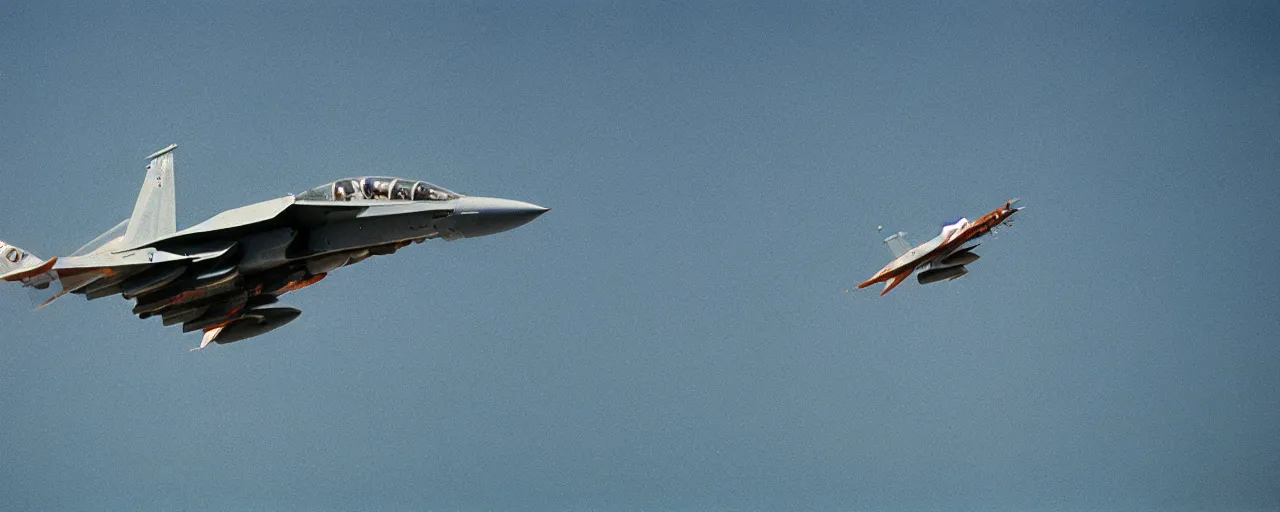 Image similar to a fighter jet made out of spaghetti, flying over the ocean, canon 5 0 mm, cinematic lighting, photography, retro, film, kodachrome