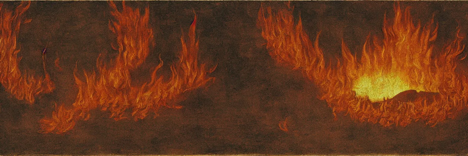 Prompt: the world burning on fire, painting by leonardo davinci,