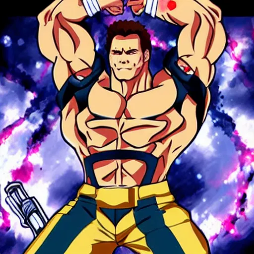 Image similar to schwarzenegger as a gacha anime character