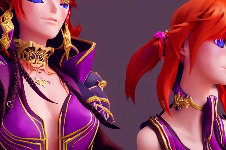 Image similar to character Lina Inverse from anime Slayers (1995 – 2009), Lina from game Dota 2, rendered in Cinema 4D and Octane and Unreal Engine 5, hyperrealism, full body photogenic shot, digital render, cinematic lighting ornate earrings, 8k resolution, masterpiece work