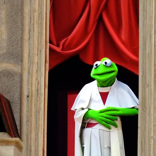 Prompt: Kermit the Frog as the pope