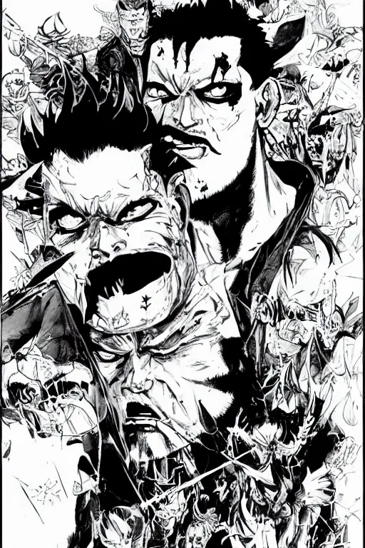 Image similar to 中 元 节, 中 国 鬼 节, king of hell, war of the dead, comic book page, portrait shot, intricate detail