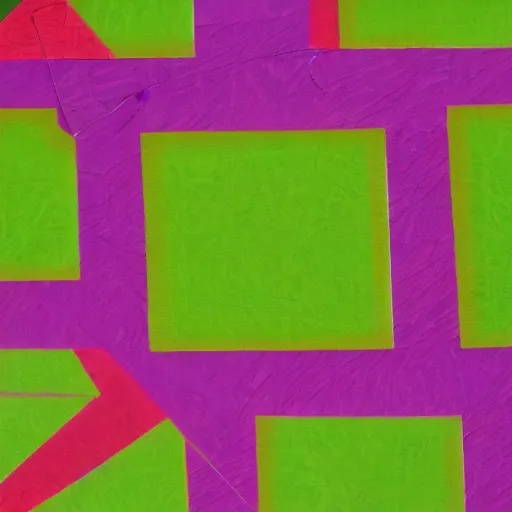 Image similar to abstract paper collage in hot pink, lime green, and purple; highly detailed; torn edges