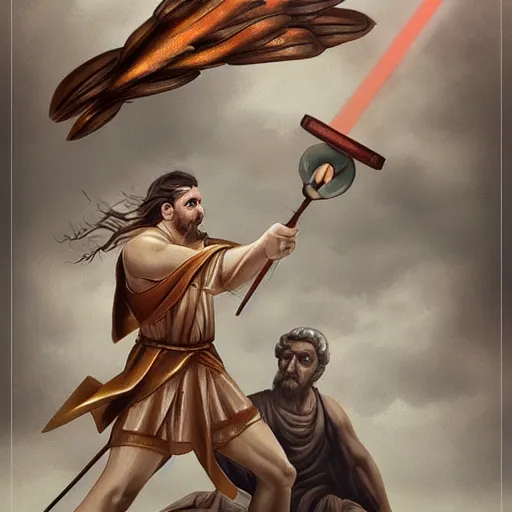 Prompt: ancient Greek philosopher casting magic missile, DnD trending on artstation