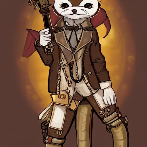 Prompt: a weasel in steampunk style, furaffinity, trending on artstation