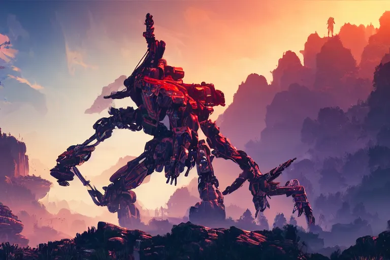 Image similar to strider machine mecanical creature robot of horizon forbidden west horizon zero dawn bioluminiscence global illumination ray tracing hdr fanart arstation by ian pesty and alena aenami artworks in 4 k