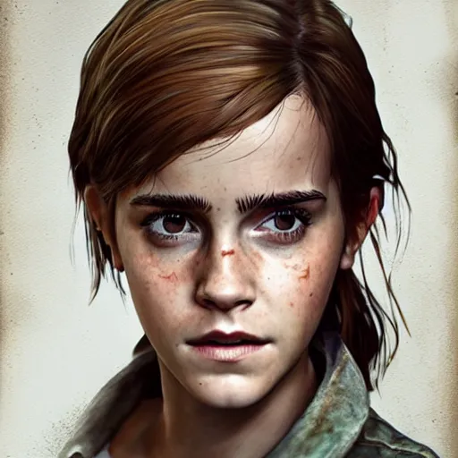 Prompt: Photo of Emma Watson as Ellie from The last of Us, realism, very detailed, trending on ArtStation, by Massimiliano Bianchini